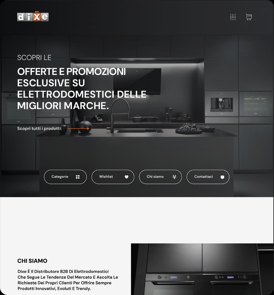 Dixe B2B appliance distribution website homepage