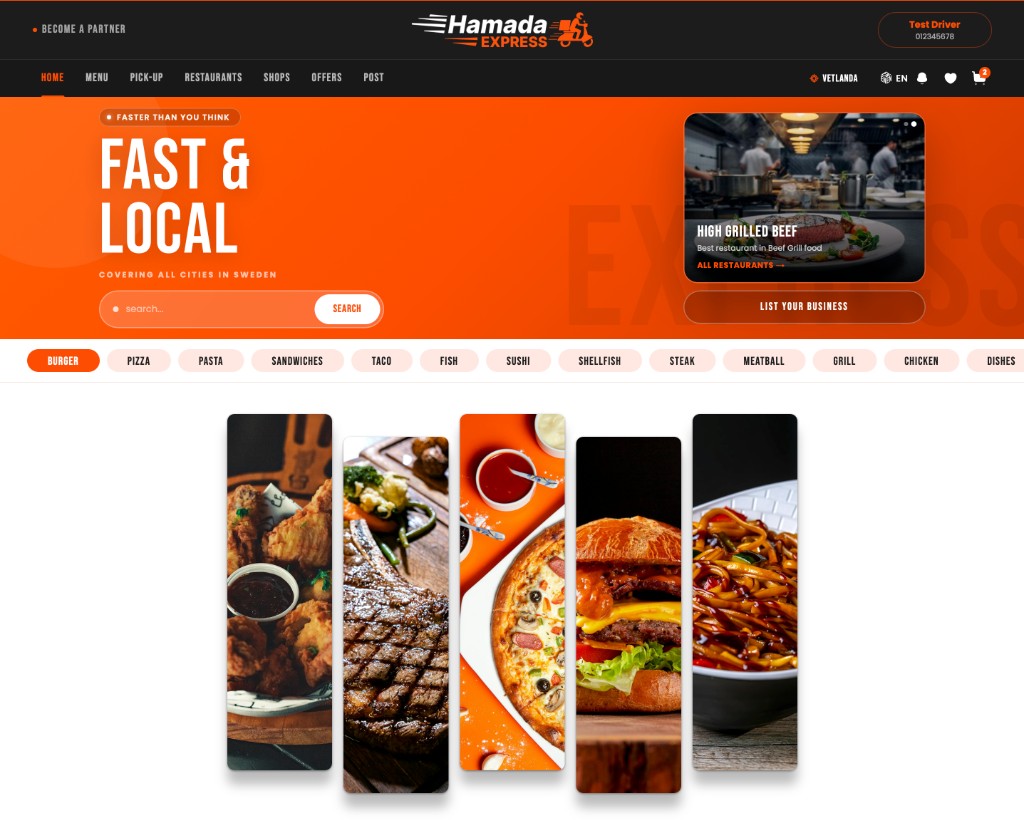 Hamada Express website — Fast & Local homepage