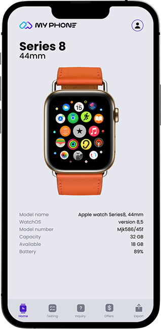 My Watch AI iPhone companion app showing an Apple Watch Series 8